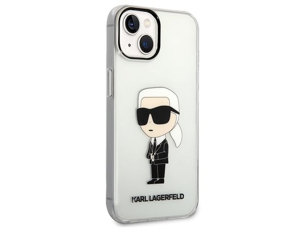 Deklas Karl Lagerfeld KLHCP14MHNIKTCT iPhone 14 Plus / 15 Plus 6.7" transparent hårt skal ikonisk Karl Lagerfeld