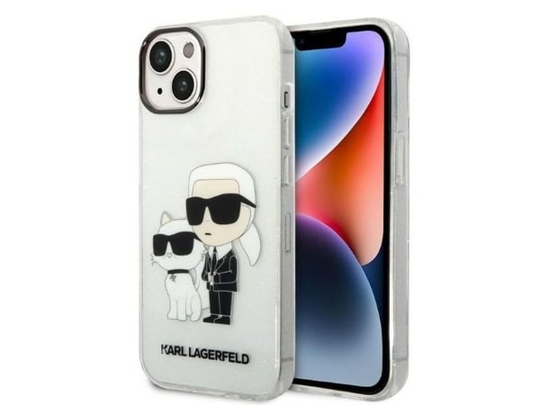 Deklas Karl Lagerfeld KLHCP14MHNKCTGT iPhone 14 Plus / 15 Plus 6,7" transparent hårdskal glitter Karl & Chupette