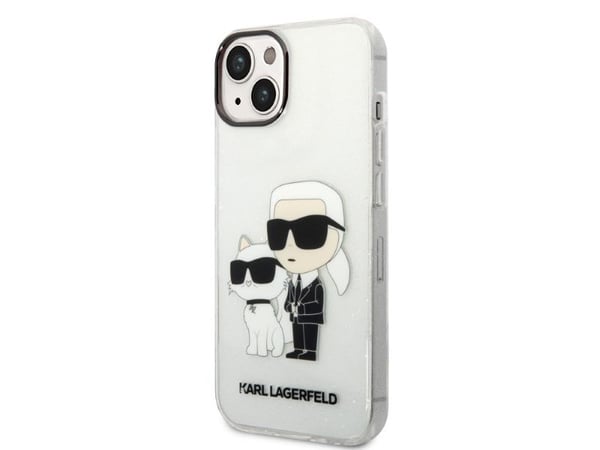 Deklas Karl Lagerfeld KLHCP14MHNKCTGT iPhone 14 Plus / 15 Plus 6,7" transparent hårdskal glitter Karl & Chupette