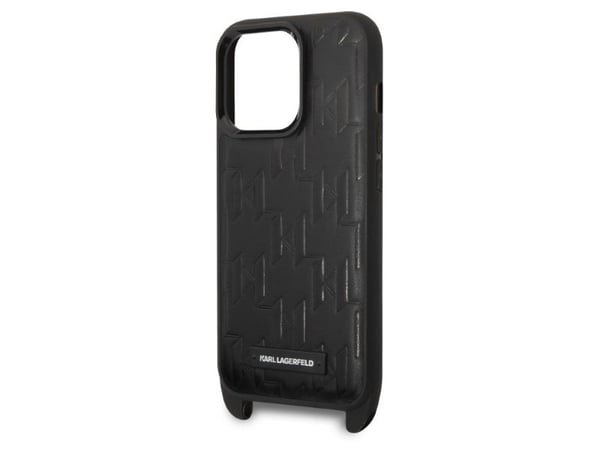 Karl Lagerfeld KLHCP14LSTMMK iPhone 14 Pro 6.1 "Kova kotelo musta/musta Monogrammi Plate Logo hihna