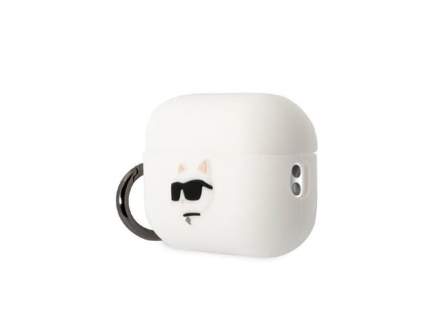Apple AirPods Pro 2 Karl Lagerfeld silikonetui med Choupette Head 3D-design, hvit