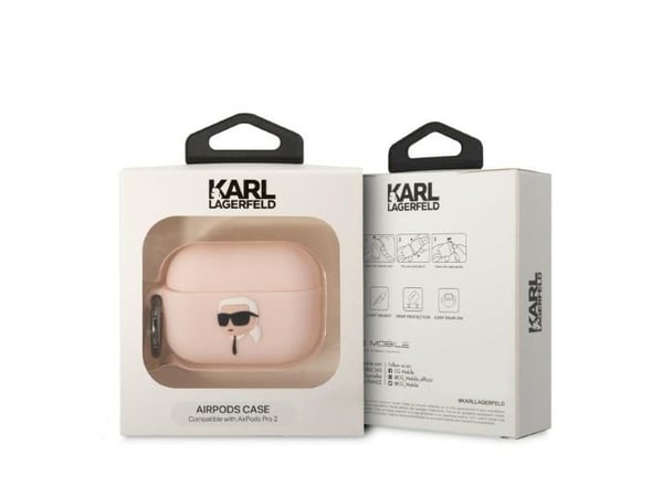 Karl Lagerfeld KLAP2RUNIKP AirPods Pro 2 -suojus różowy/pink silikoni Karl Head 3D