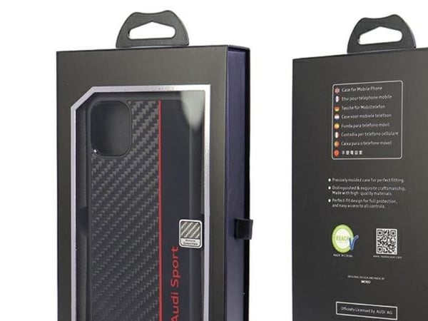 Audi Carbon Fiber Stripe mobilskal till Apple iPhone 11 / Xr 6,1" i svart AUS-TPUPCIP11-R8/D1-BK