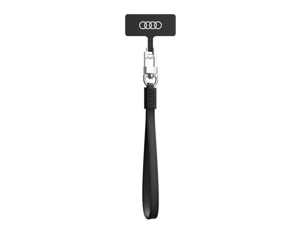 Universellt telefon-lanyard Audi 28 cm 10 mm läder svart AU-HSLSL-GT/D1-BK
