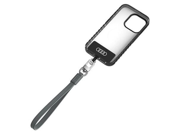 Universell mobilhalsbånd Audi 28 cm 10 mm lær grå/grå AU-HSLSL-GT/D1-GY