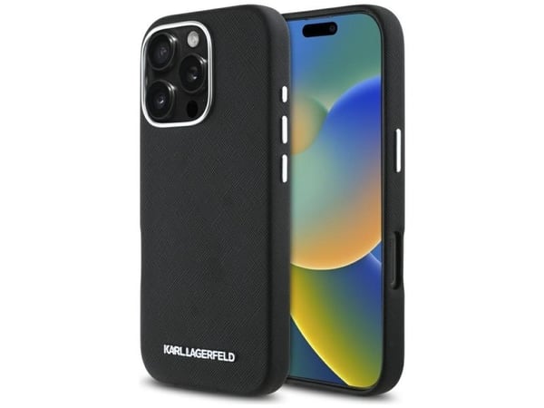 Karl Lagerfeld Saffiano Full Wrapped MagSafe deksel til Apple iPhone 16 Pro, svart