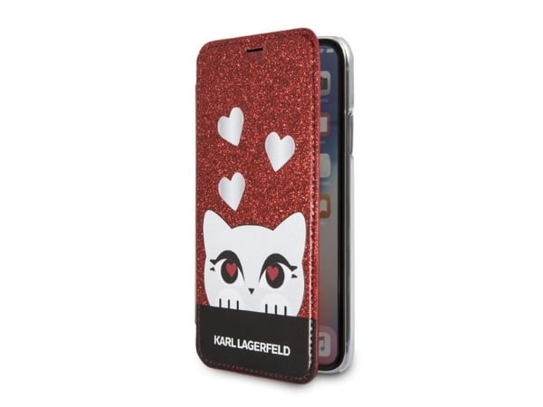 Karl Lagerfeld KLFLBKPXVDCRE bokfodral iPhone X/XS röd Valentine