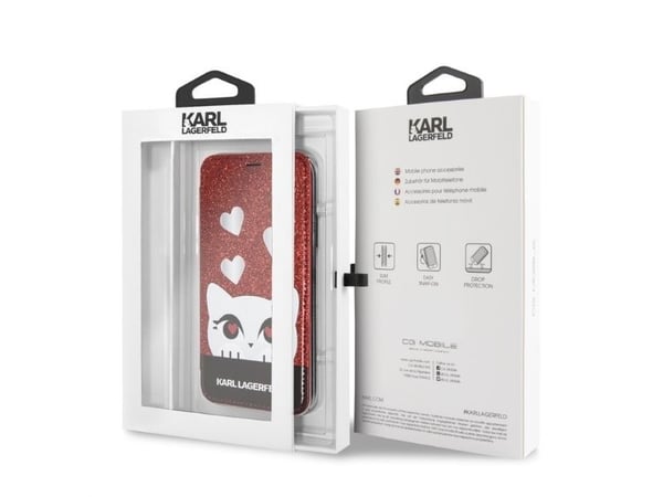 Karl Lagerfeld KLFLBKPXVDCRE bokfodral iPhone X/XS röd Valentine