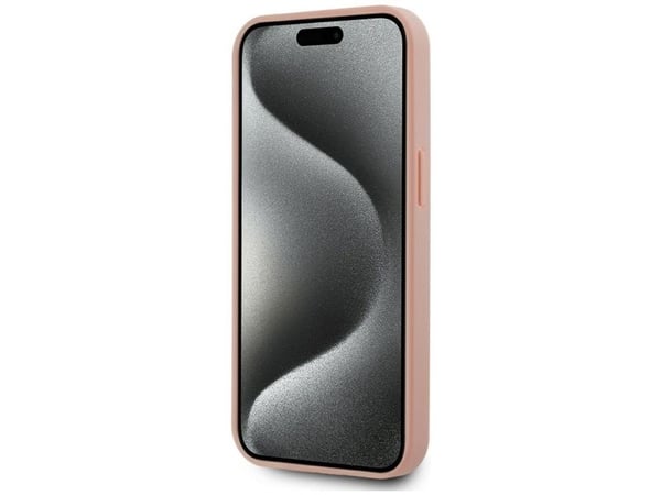 Karl Lagerfeld PU Nahka Monogram Metal Logo MagSafe tapauksessa Apple iPhone 15 vaaleanpunainen vaaleanpunainen