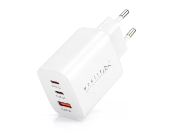 Montis USB Type A + 2x USB Type C vegglader 65W MT124 Montis
