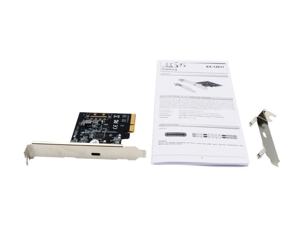 IO Exsys PCIe3.0 x4 1xUSB Type-C 3.2 Gen2x2 (EX-12011) LP inkl. lågprofil Slotblech