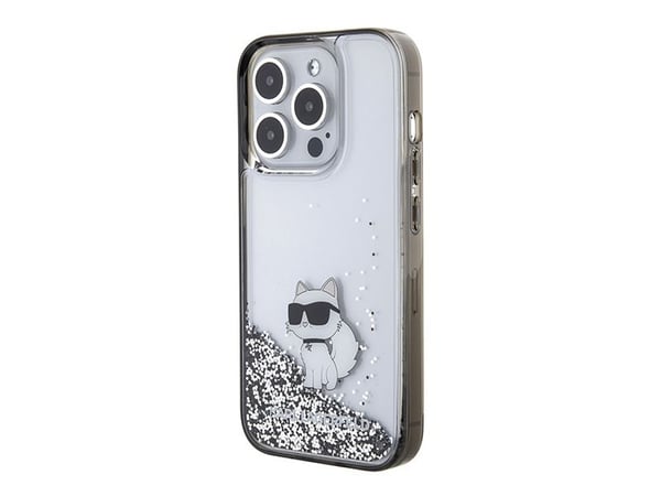 iPhone 15 Pro Max - gjennomsiktig Karl Lagerfeld Liquid Glitter Choupette-deksel