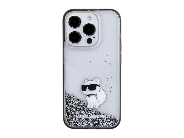 iPhone 15 Pro Max - gjennomsiktig Karl Lagerfeld Liquid Glitter Choupette-deksel