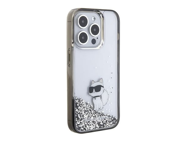 iPhone 15 Pro Max - gjennomsiktig Karl Lagerfeld Liquid Glitter Choupette-deksel