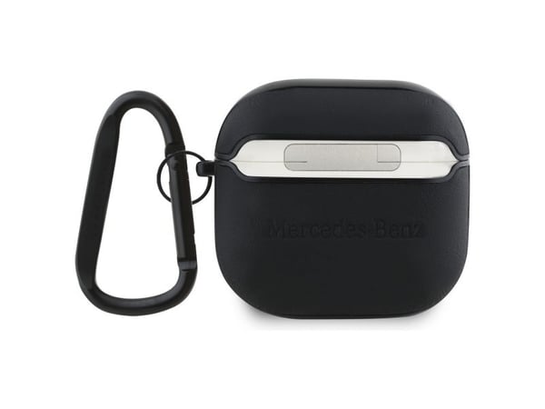 Mercedes MEA4CSLBK AirPods 4-deksel svart/black lær metall-logo