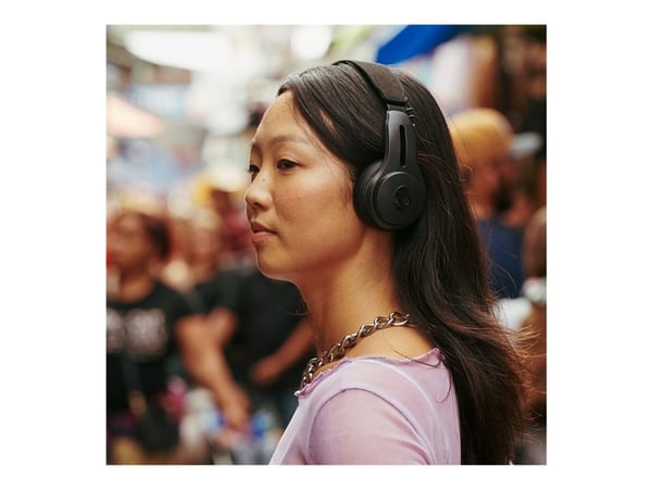 Skullcandy Icon - Hörlurar med mikrofon - på örat - Bluetooth - trådlös, kabelansluten - aktiv brusradering - 3,5 mm kontakt - äkta svart