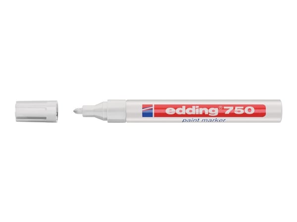edding 750 gloss paint - Markør - permanent - for glass, metall, plast - hvit - fargeblekk - 2-4 mm