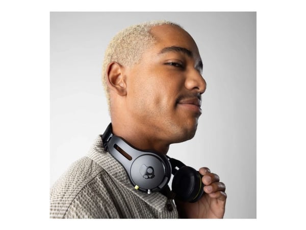Skullcandy Icon - Hörlurar med mikrofon - på örat - Bluetooth - trådlös, kabelansluten - aktiv brusradering - 3,5 mm kontakt - äkta svart