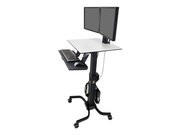 Ergotron WorkFit-C Dual - Istuma-seisomatyöasema - siirrettävä - suorakulmainen - harmaa - musta jalusta