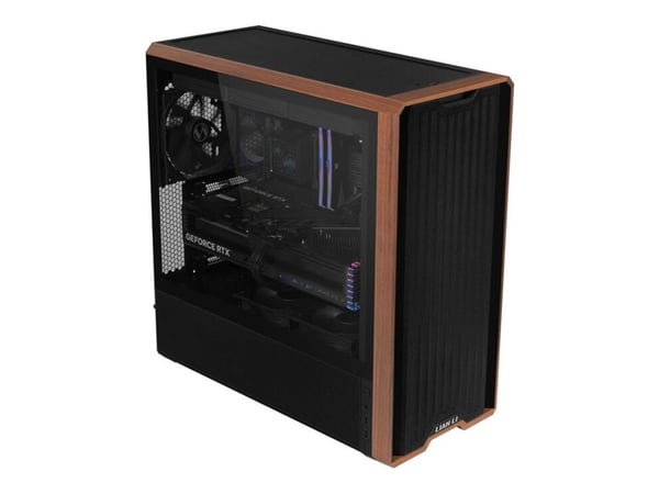 Lian Li Lancool 217 LAN217X chassi Midi Tower ATX härdat glas, svart valnöt