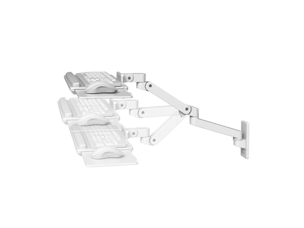 Ergotron LX Pro, Näppäimistöpidike/hiirialusta, Valkoinen, Alumiini, 2,3 kg, Seinä, 0 - 90°