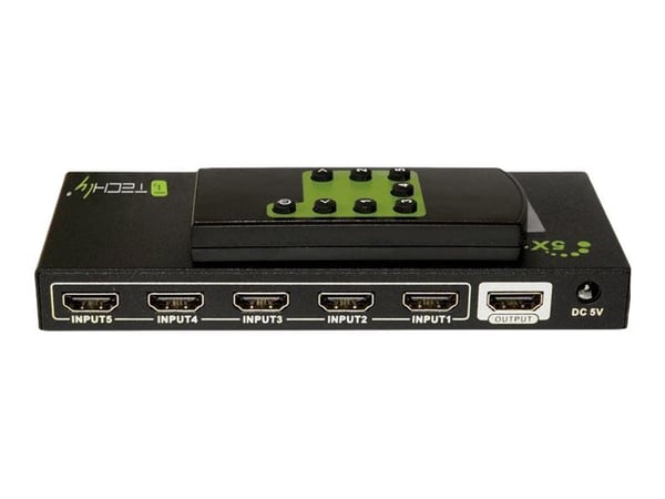 TECHly 5 IN 1 OUT HDMI Switch with Remote Control, 4Kx2K, 3D - Video/audio switch - 5 x HDMI - stasjonær