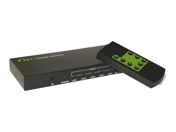 TECHly 5 IN 1 OUT HDMI Switch with Remote Control, 4Kx2K, 3D - Video/audio switch - 5 x HDMI - stasjonær