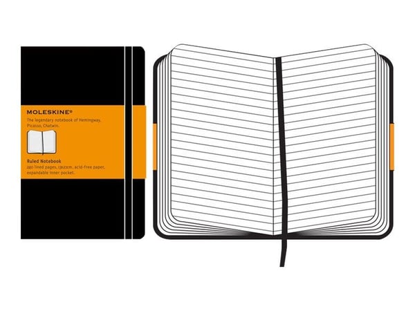 Moleskine Classic Large - Notisbok - 130 x 210 mm - 96 ark / 192 sider - elfenbenspapir - linjert - svart perm