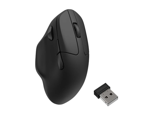 Keychron M7 - Vertikal mus - ergonomisk - optisk - trådløs, kablet - 2.4 GHz, Bluetooth 5.3, USB-C - svart