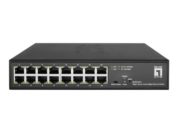 LevelOne Hilbert GES-2216 - Switch - 10-inch - smart - 16 x 10/100/1000 - rackmonterbar