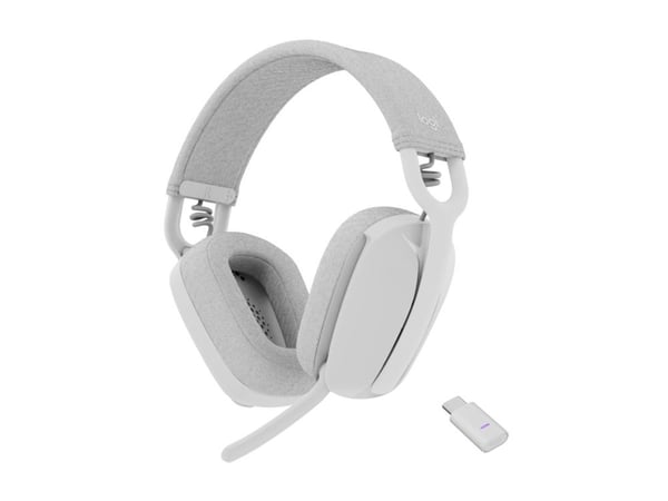Logitech Zone Vibe Wireless - Headset - fullstorlek - Bluetooth - trådlös - USB-C via Bluetooth-adapter - offwhite - Certifierad för Microsoft-teams