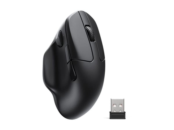 Keychron M7 - Vertikal mus - ergonomisk - optisk - trådløs, kablet - 2.4 GHz, Bluetooth 5.3, USB-C - svart