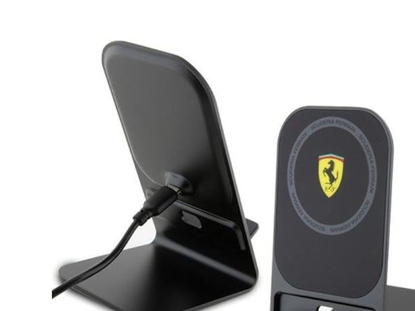 Ferrari MagSafe skrivebordslader med stativ - MagSafe induktiv 15 W (svart)