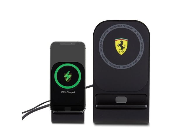 Ferrari MagSafe skrivebordslader med stativ - MagSafe induktiv 15 W (svart)