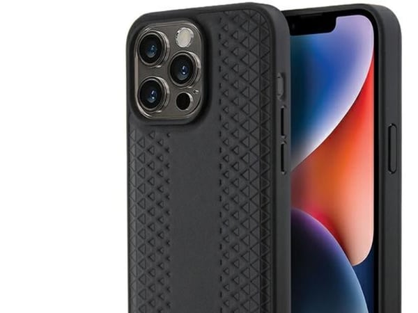 BMW lær diamond mønster til iPhone 15 Pro Max - svart