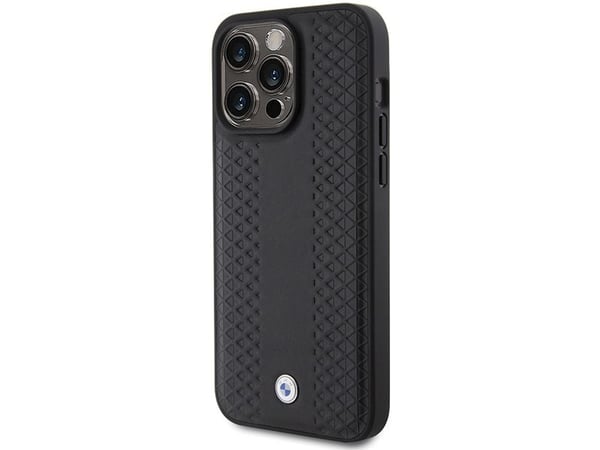 BMW lær diamond mønster til iPhone 15 Pro Max - svart