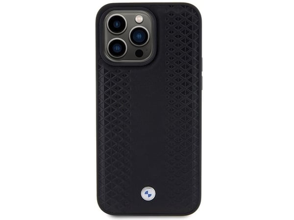 BMW lær diamond mønster til iPhone 15 Pro Max - svart
