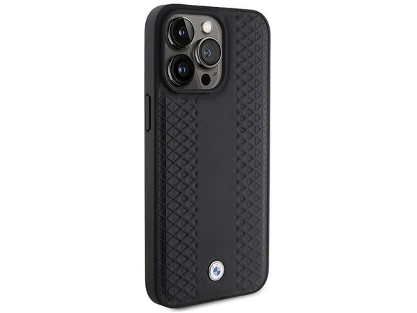 BMW lær diamond mønster til iPhone 15 Pro Max - svart