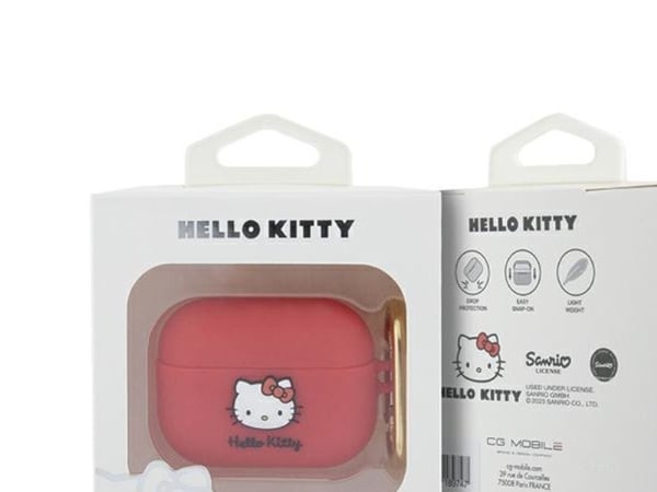 Hello Kitty HKAP3DKHSF fodral till AirPods Pro fuchsia/ fuschia silikon 3D Kitty-huvud
