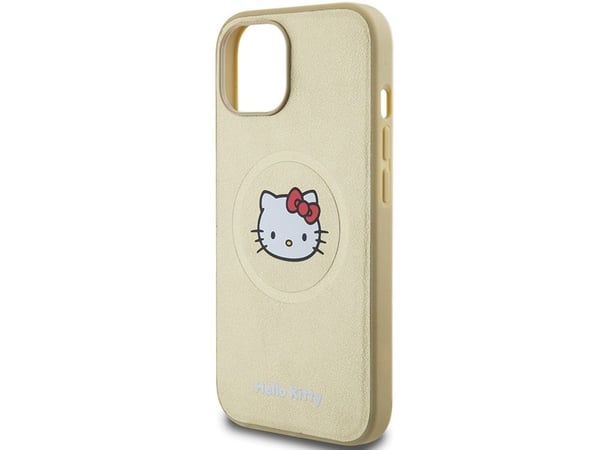 Hello Kitty hardt deksel til Apple iPhone 14/15/13 6,1" gull med MagSafe Leather Kitty Head