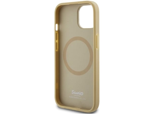 Hello Kitty hardt deksel til Apple iPhone 14/15/13 6,1" gull med MagSafe Leather Kitty Head
