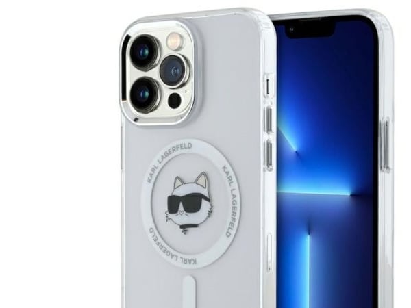 Karl Lagerfeld KLHMP13XHLSCHH iPhone 13 Pro Max 6.7" mobilskal vit IML Metal Choupette Head MagSafe
