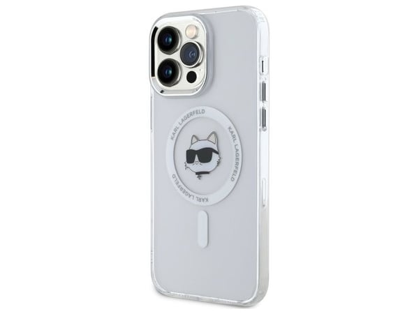Karl Lagerfeld KLHMP13XHLSCHH iPhone 13 Pro Max 6.7" mobilskal vit IML Metal Choupette Head MagSafe