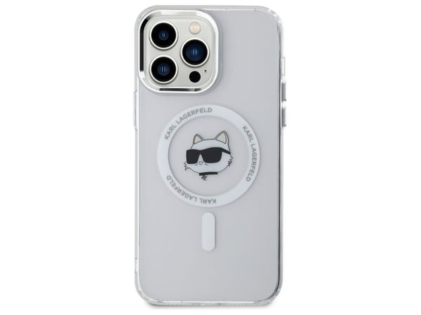 Karl Lagerfeld KLHMP13XHLSCHH iPhone 13 Pro Max 6.7" mobilskal vit IML Metal Choupette Head MagSafe