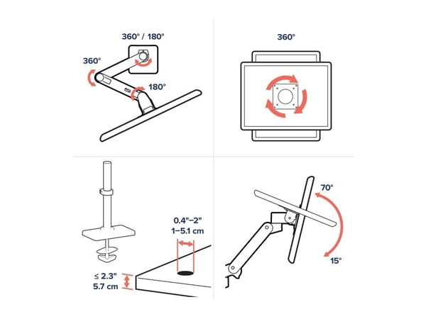 Ergotron LX Pro - Monteringssett (skjermarm) - for LCD-skjerm - grommetmontering, høy stolpe - aluminium - mørk grå - skjermstørrelse: inntil 34" -...