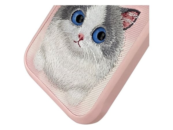 Nimmy Apple iPhone 16 Pro 6.3 dėklas telefonui rožinės spalvos Big Eyed Pet 2.0 Cat