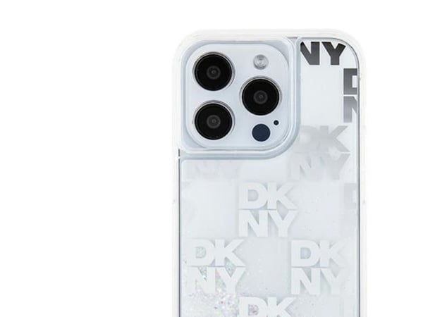 DKNY Liquid Glitter Multilogo kotelo iPhone 15 Pro - Valkoinen