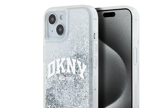 DKNY DKNY Liquid Glitter Big Logo - mobilskal iPhone 15 / 14 / 13 (vit)