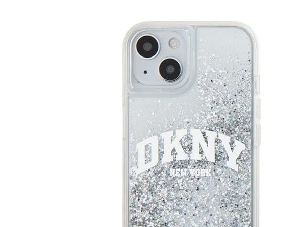 DKNY DKNY Liquid Glitter Big Logo - mobilskal iPhone 15 / 14 / 13 (vit)