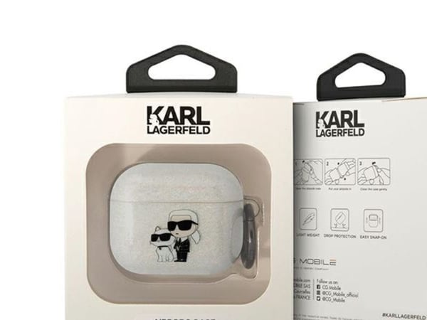 Karl Lagerfeld KLA2HNKCTGK Airpods 1/2 deksel svart/svart Glitter Karl&Choupette